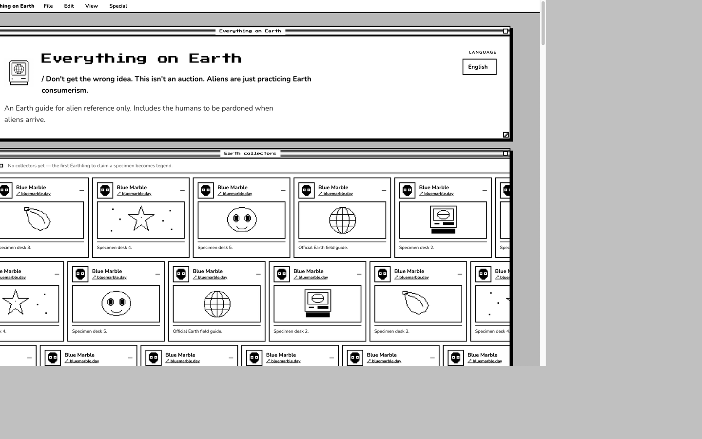 Everything on Earth homepage